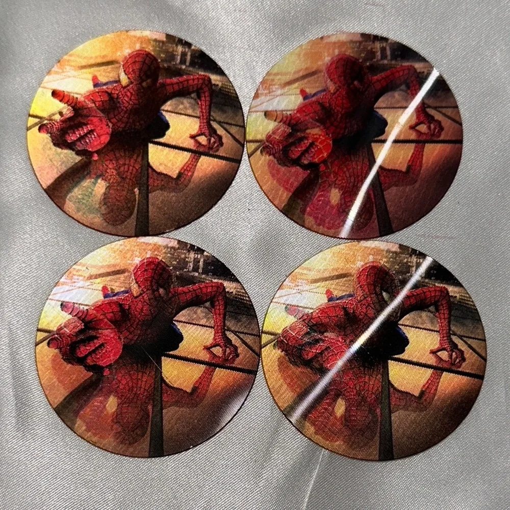 Spider-Man Holographic Disc Vintage Set of 4 Party 2002 Movie Memorabilia Sony